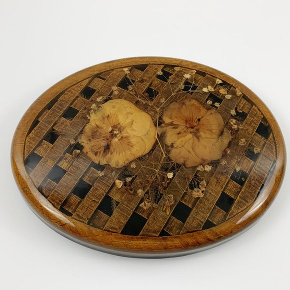 Set of 5 Vintage "Design Gifts International" Resin "Dried Flowers" Trivets. VG! - Picture 10 of 13